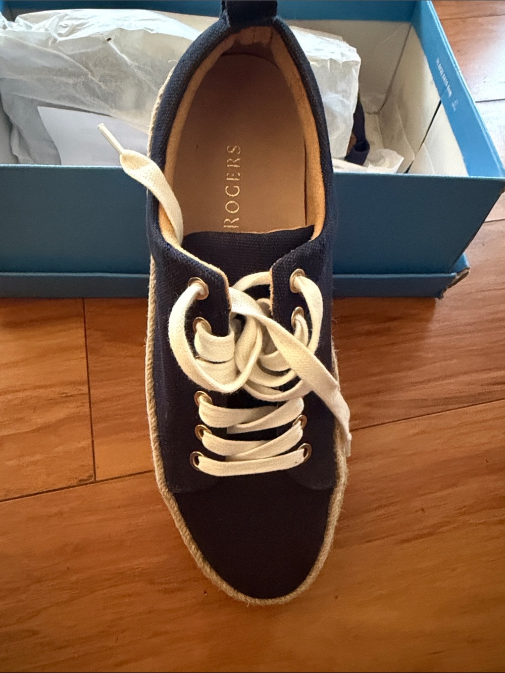 Jack Rogers Navy Canvas Sneaker with Cream Laces